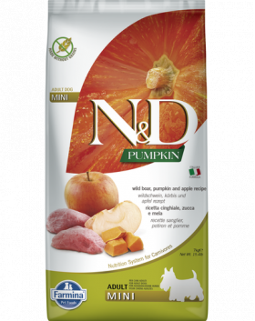 FARMINA N&amp;D GF Adult Mini Pumpkin Boar&amp;Apple hrana uscata caini adulti talie mica, dovleac, mistret si mar 7 kg